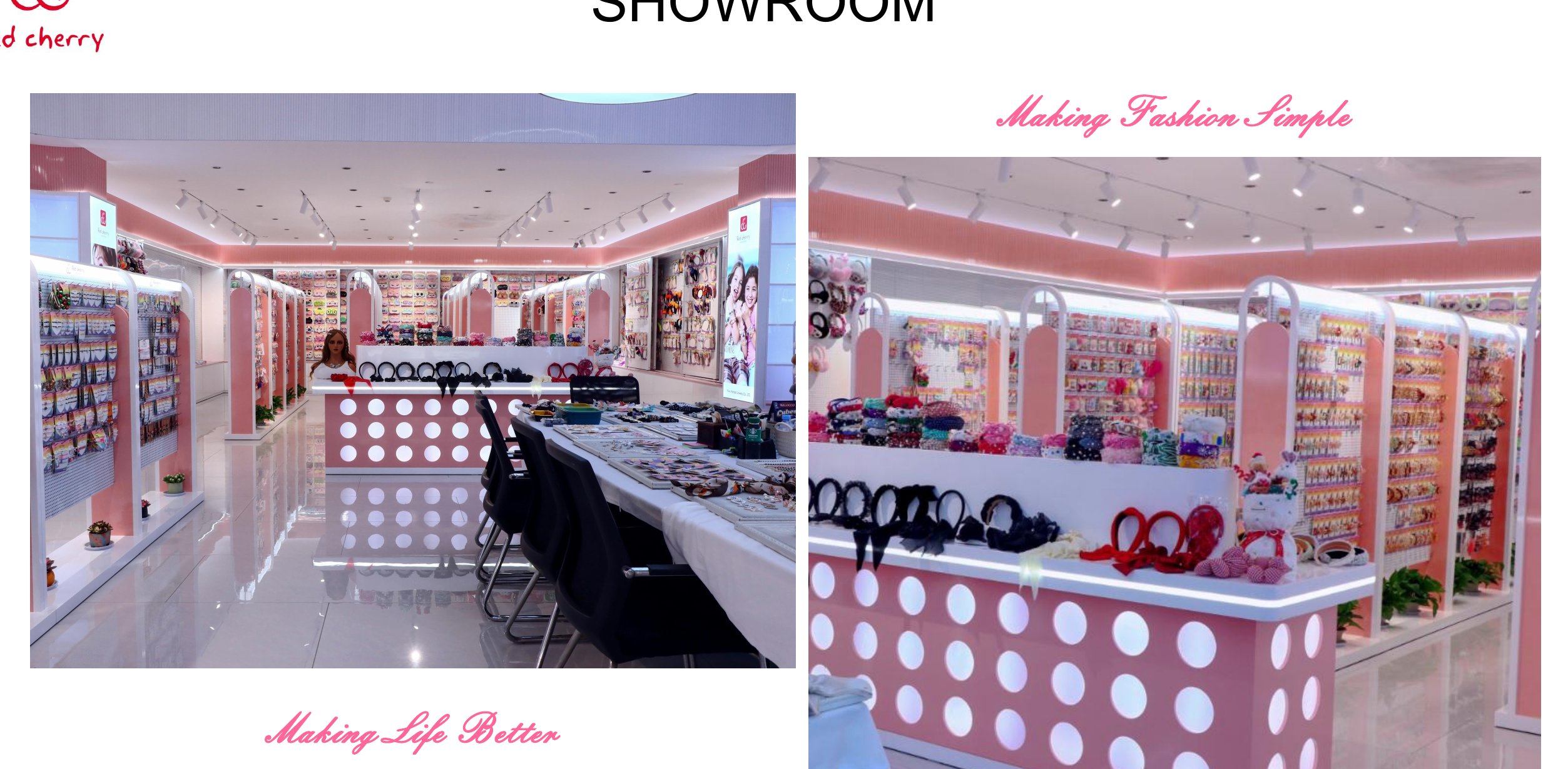 Red Cherry showroom product shelves