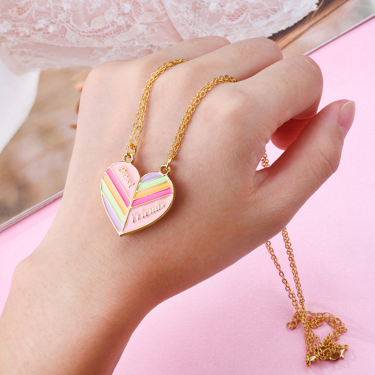Heart Rainbow Magnet Necklace - image 1