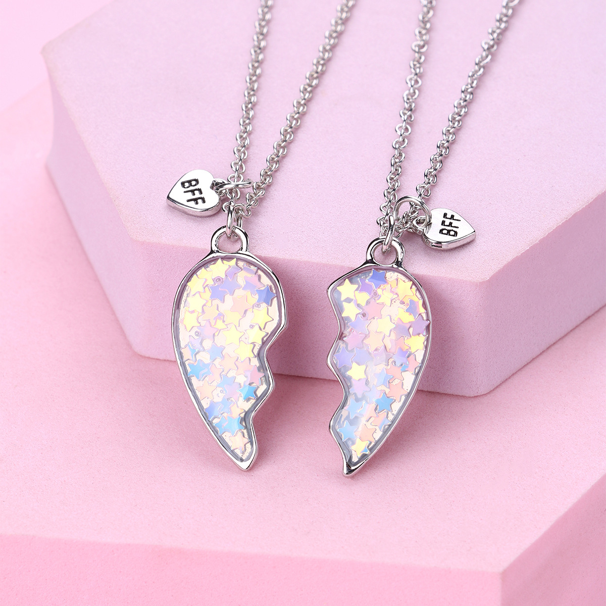 Star Glitter Heart Necklace - image 1