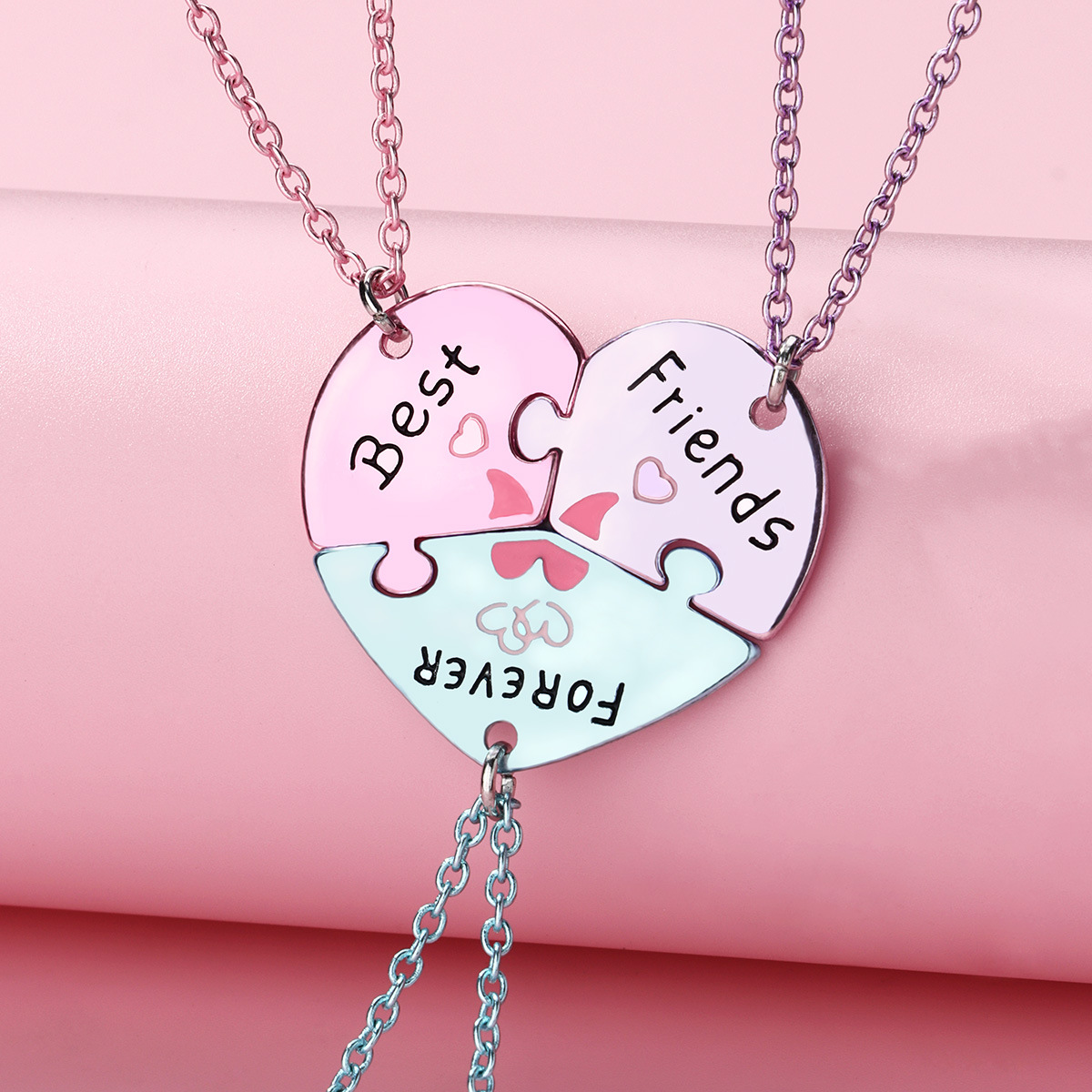 Colorful Heart BFF Necklace Set - image 1