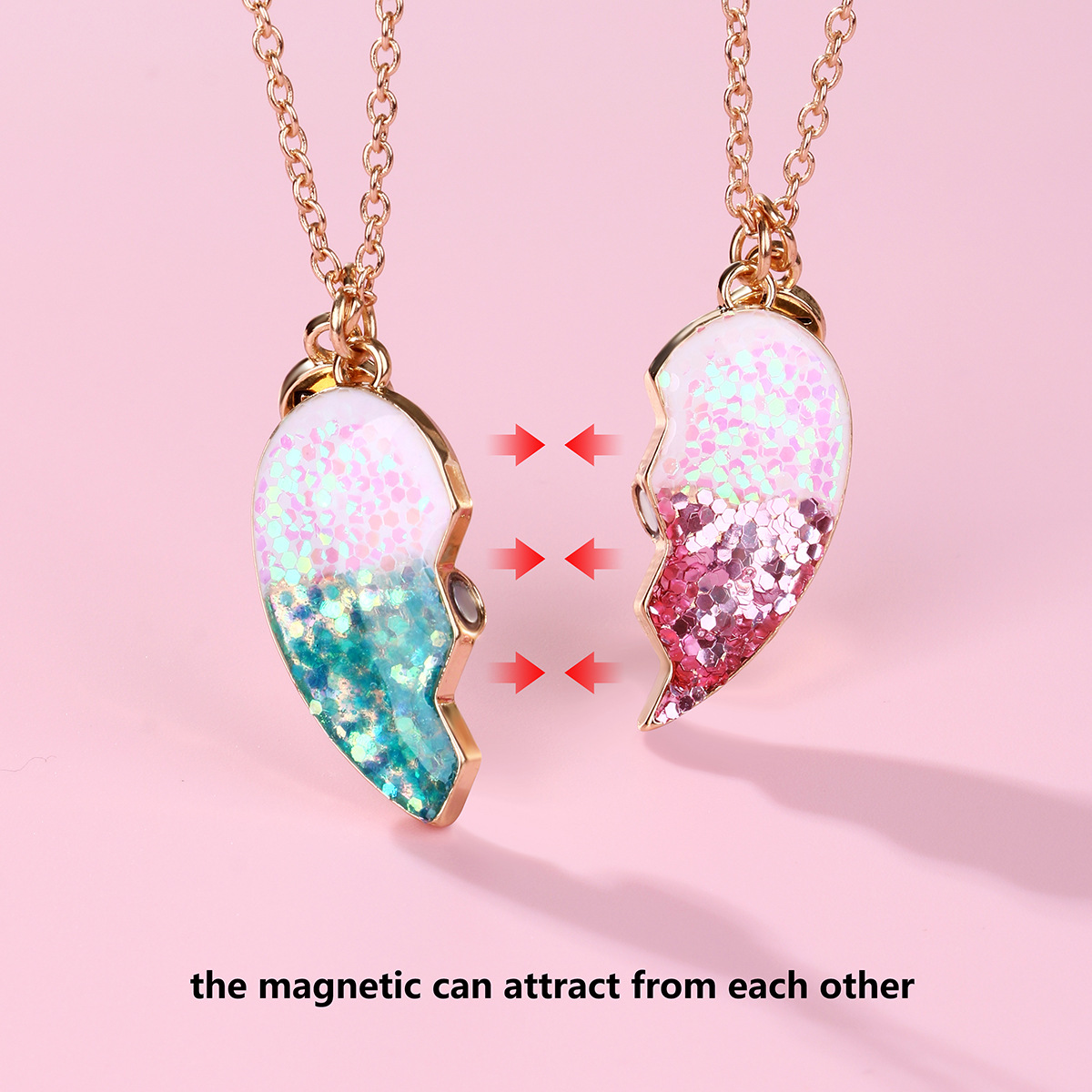 Gold Glitter Heart BFF Necklace - image 3
