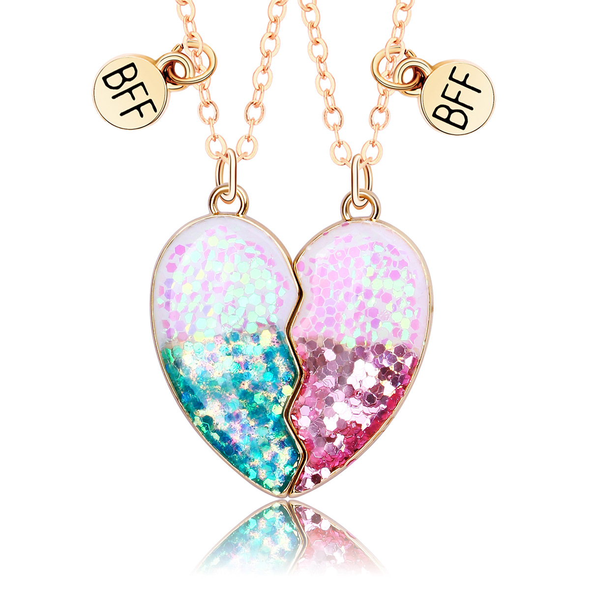 Gold Glitter Heart BFF Necklace - image 5
