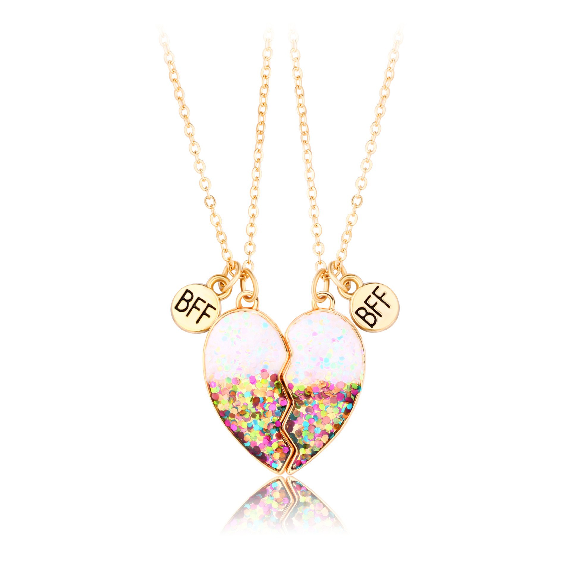 Gold Glitter Heart BFF Necklace - image 6