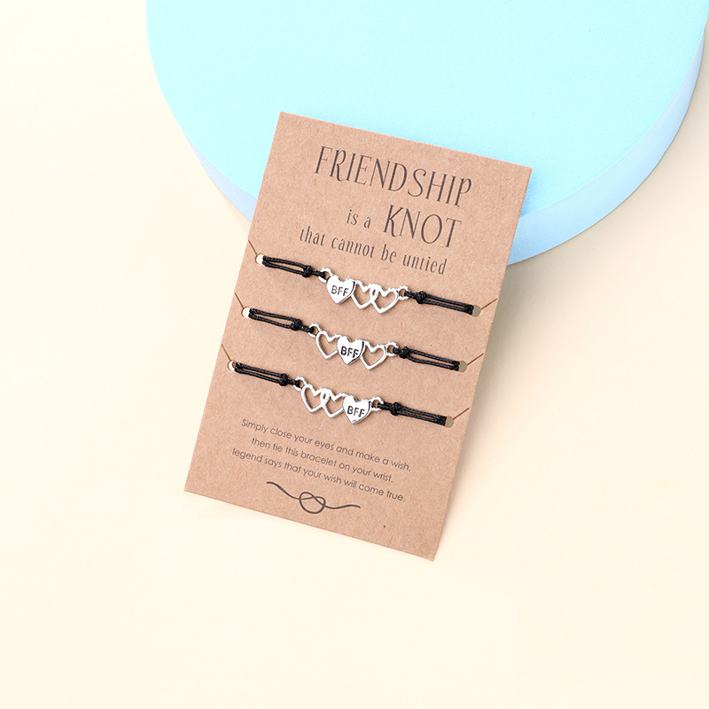 BFF Heart Wax Cord Bracelet