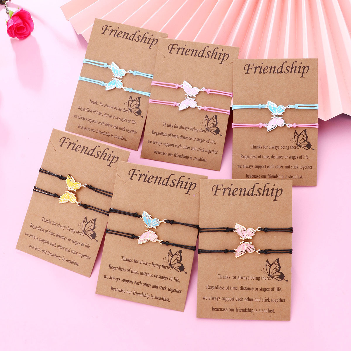 Butterfly Wax Cord Bracelet Set