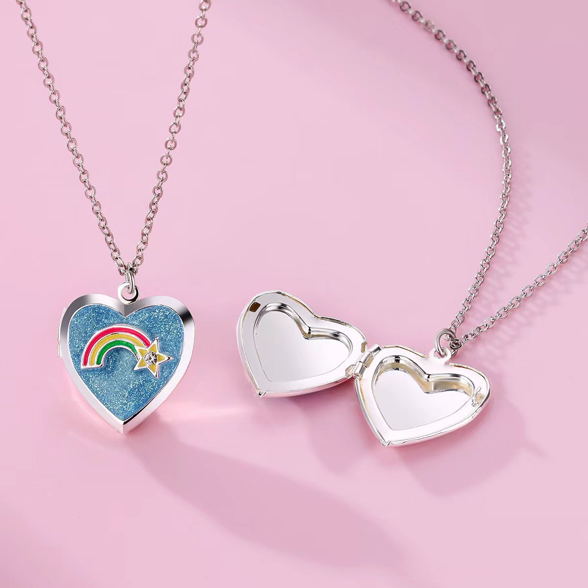 Rainbow Photo Locket Necklace