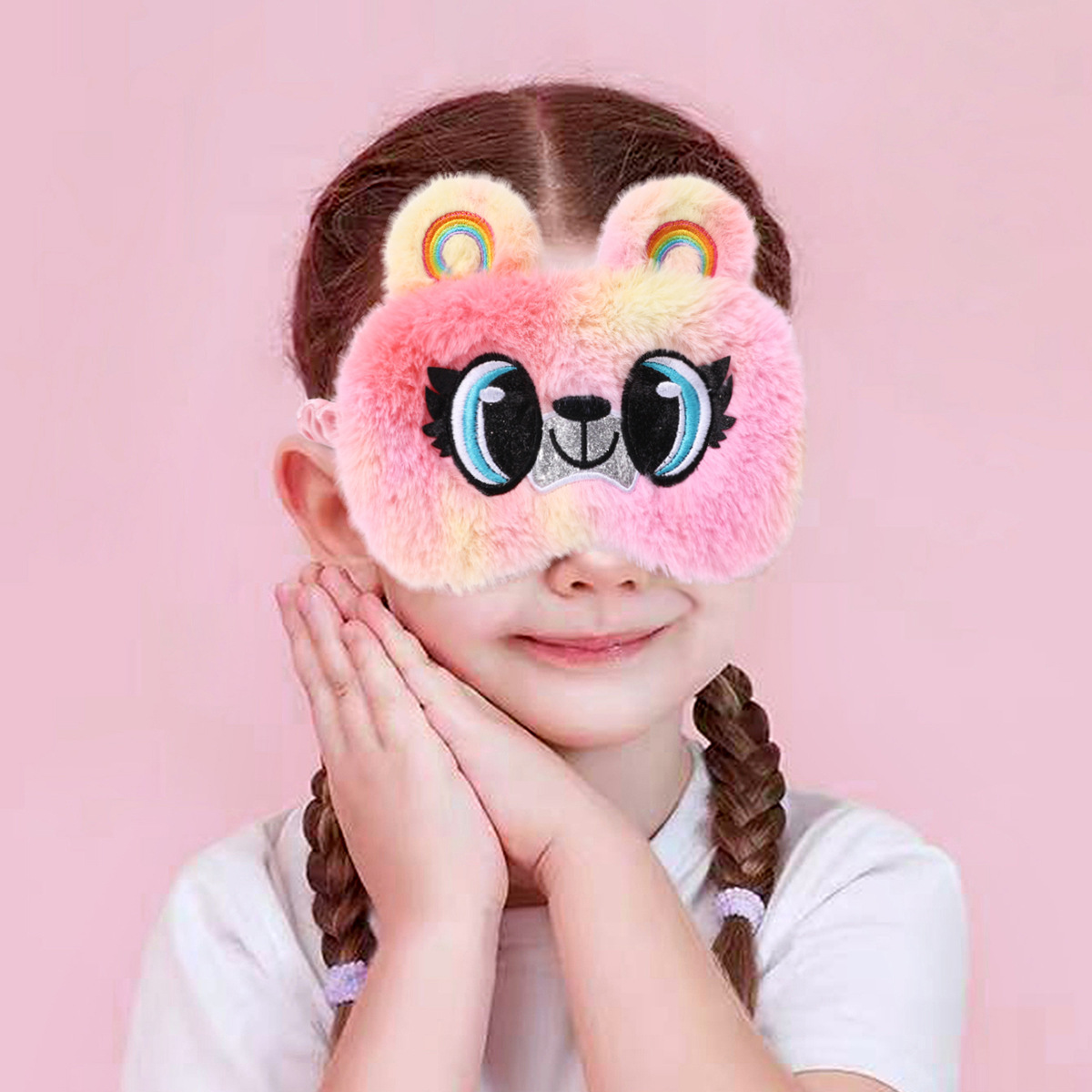 可爱卡通儿童眼罩学生午休睡觉遮光眼罩女士护眼罩毛绒眼罩批发